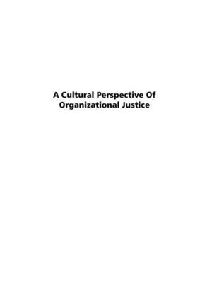 cover image of A Cultural Perspective of Organizational Justice